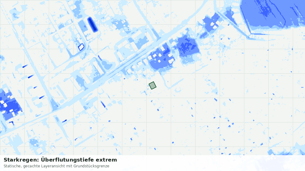 Statische Kartenansicht: Starkregen: Überflutungstiefe extrem