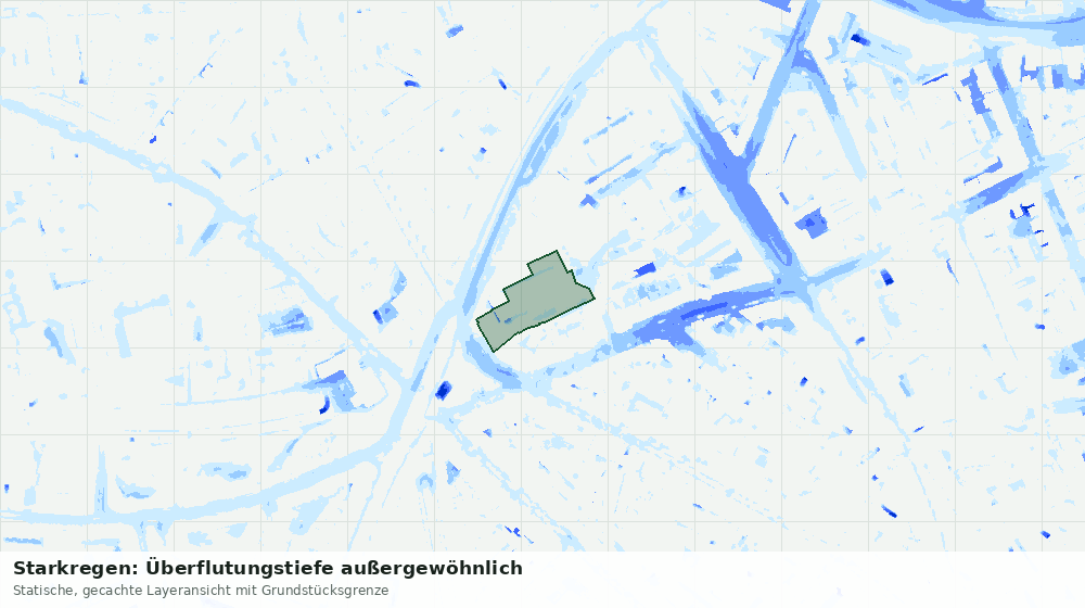 Statische Kartenansicht: Starkregen: Überflutungstiefe außergewöhnlich