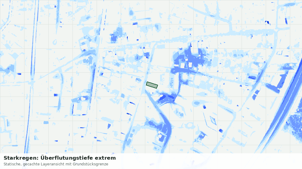 Statische Kartenansicht: Starkregen: Überflutungstiefe extrem