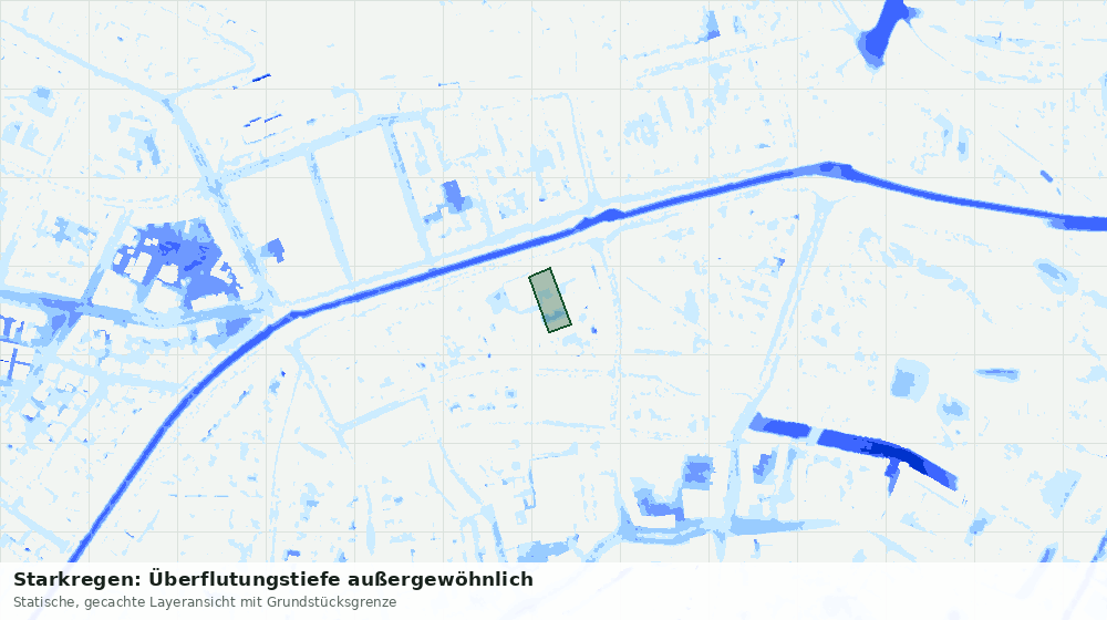 Statische Kartenansicht: Starkregen: Überflutungstiefe außergewöhnlich