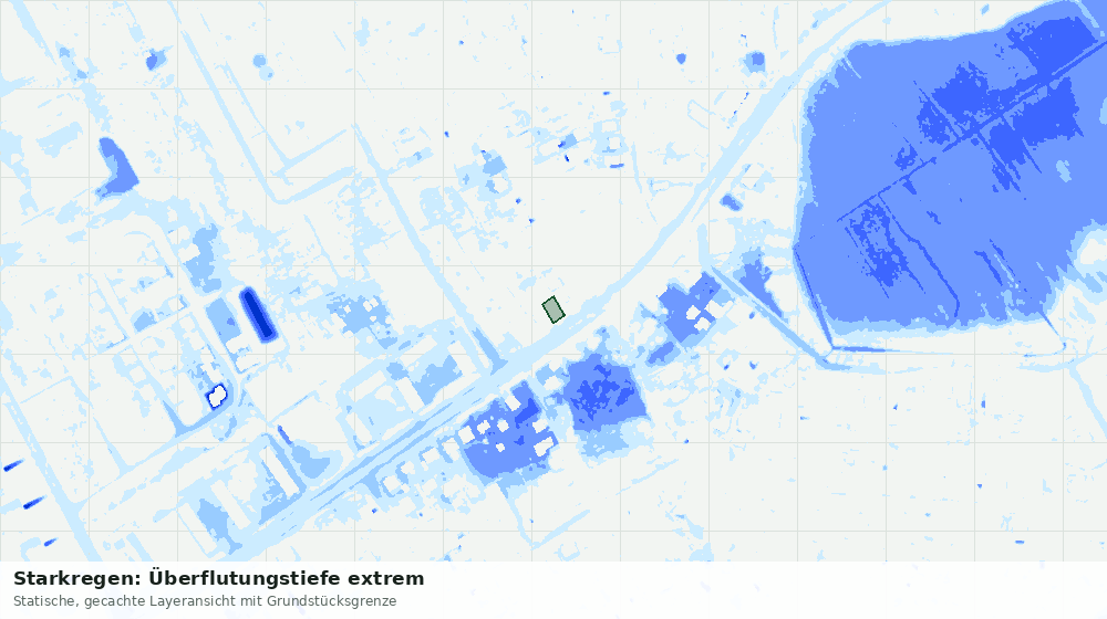 Statische Kartenansicht: Starkregen: Überflutungstiefe extrem