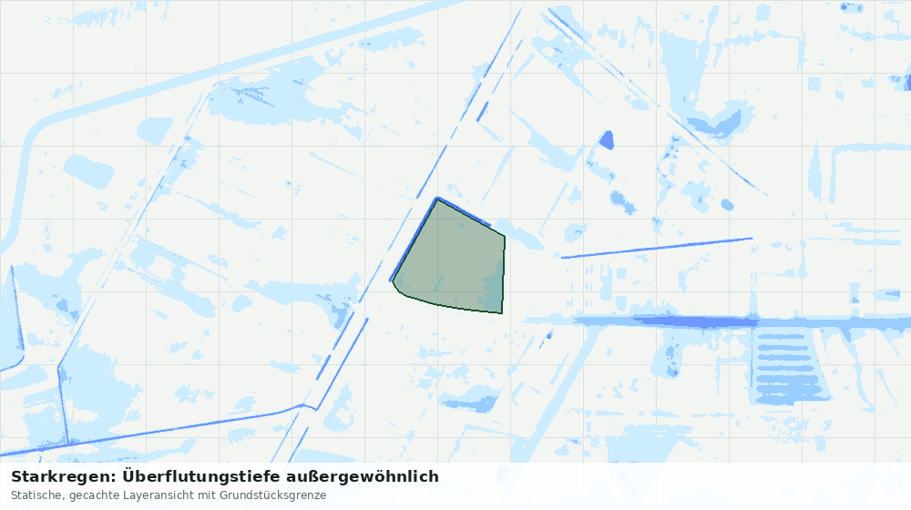 Statische Kartenansicht: Starkregen: Überflutungstiefe außergewöhnlich