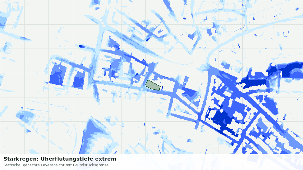 Statische Kartenansicht: Starkregen: Überflutungstiefe extrem