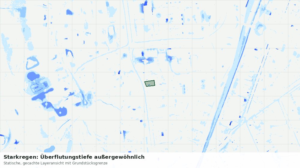 Statische Kartenansicht: Starkregen: Überflutungstiefe außergewöhnlich