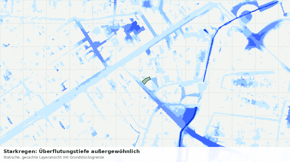 Statische Kartenansicht: Starkregen: Überflutungstiefe außergewöhnlich