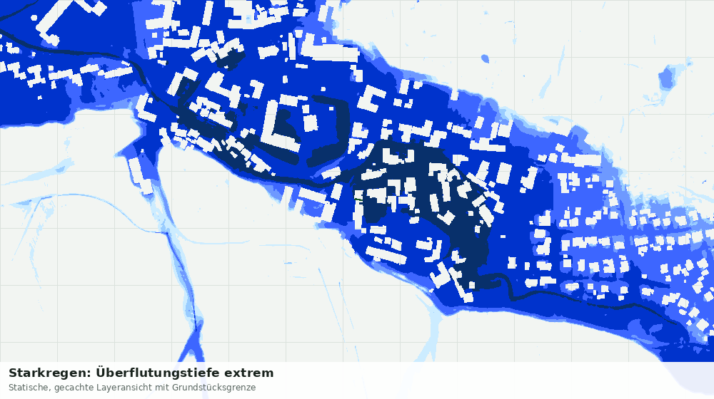 Statische Kartenansicht: Starkregen: Überflutungstiefe extrem