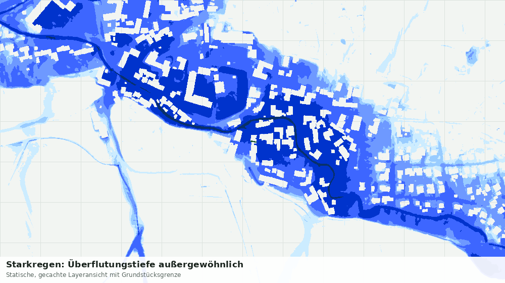 Statische Kartenansicht: Starkregen: Überflutungstiefe außergewöhnlich
