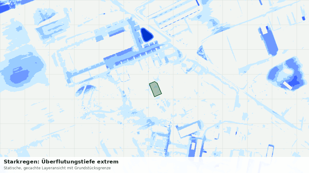 Statische Kartenansicht: Starkregen: Überflutungstiefe extrem