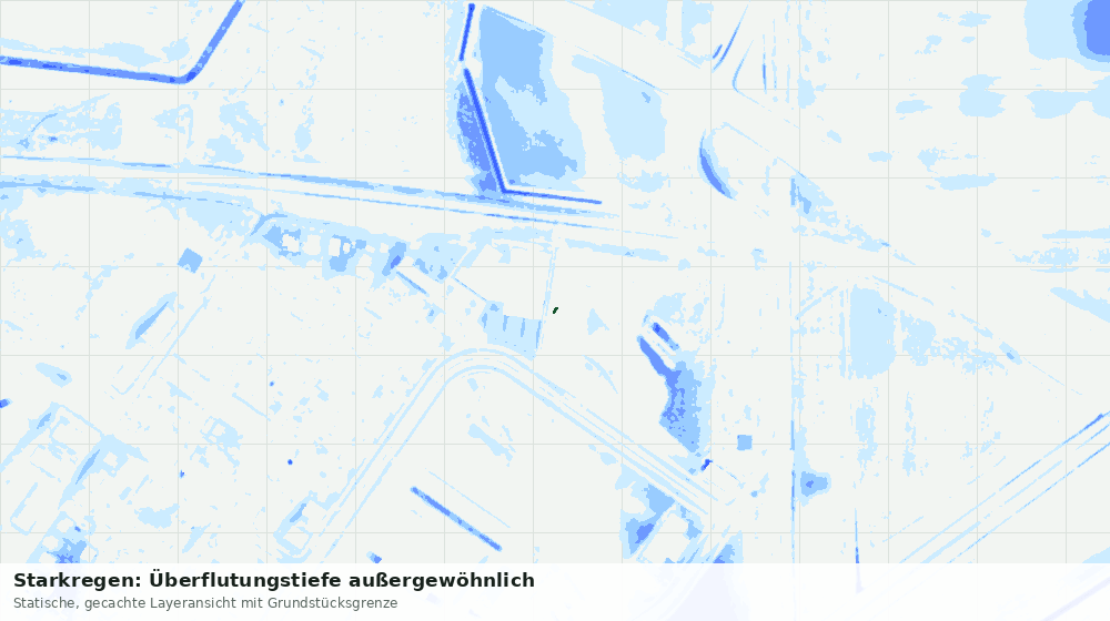 Statische Kartenansicht: Starkregen: Überflutungstiefe außergewöhnlich