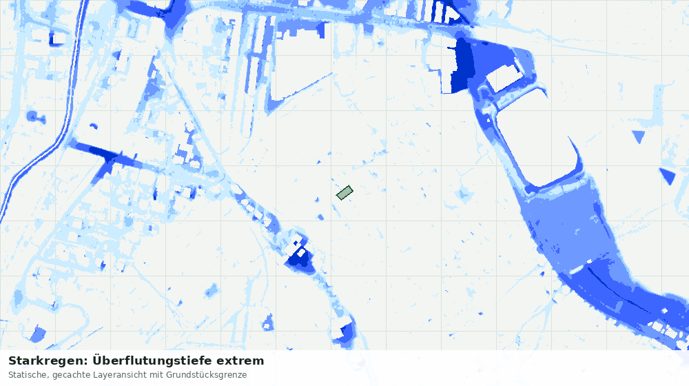 Statische Kartenansicht: Starkregen: Überflutungstiefe extrem