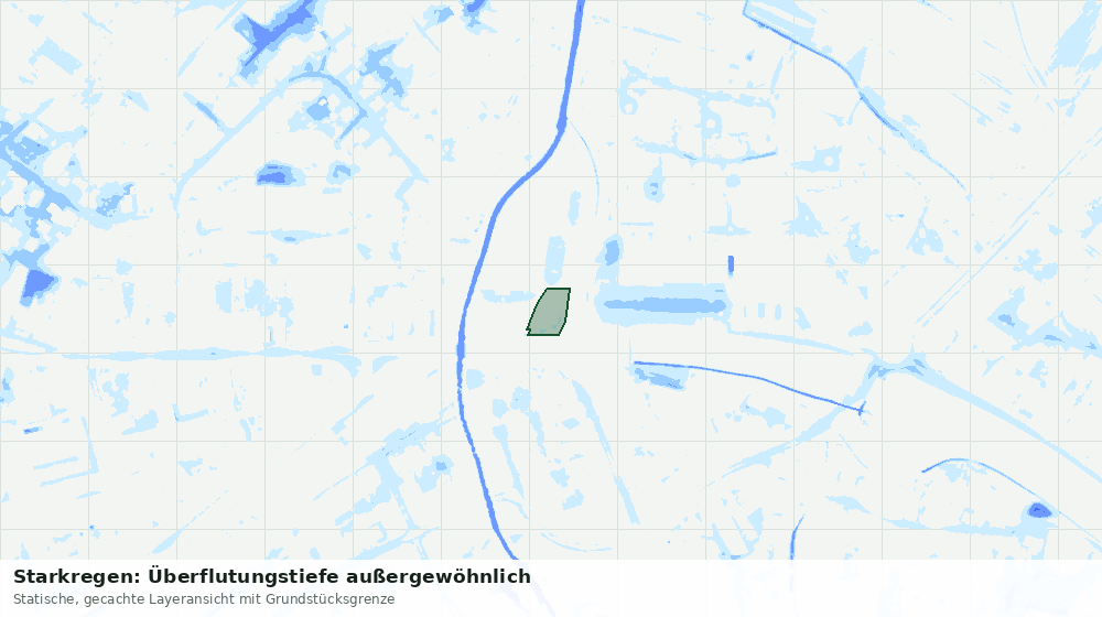 Statische Kartenansicht: Starkregen: Überflutungstiefe außergewöhnlich