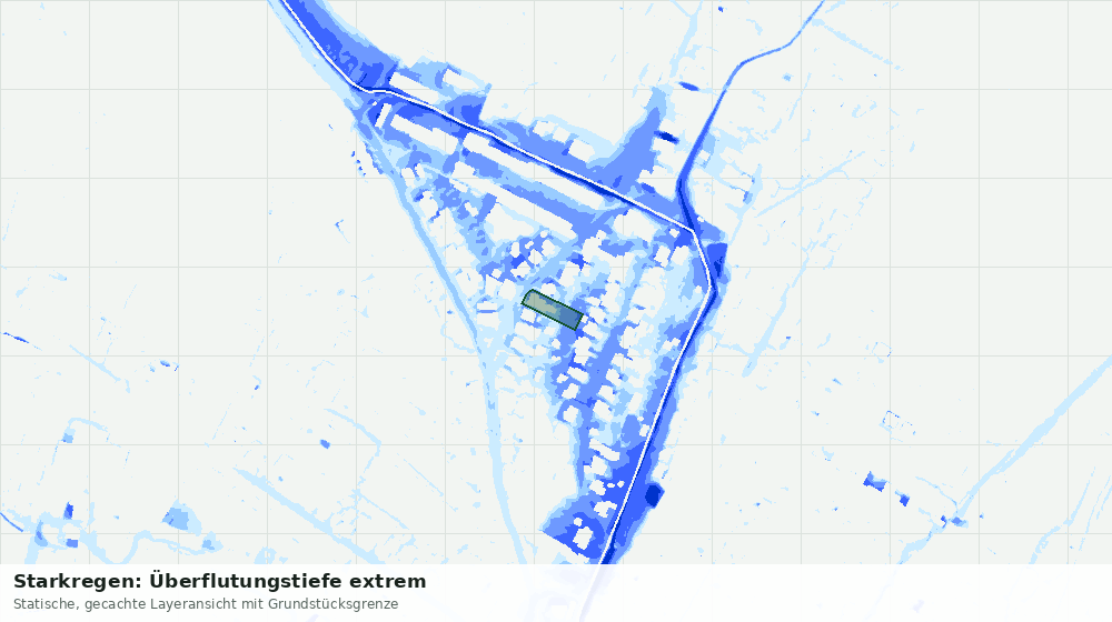 Statische Kartenansicht: Starkregen: Überflutungstiefe extrem