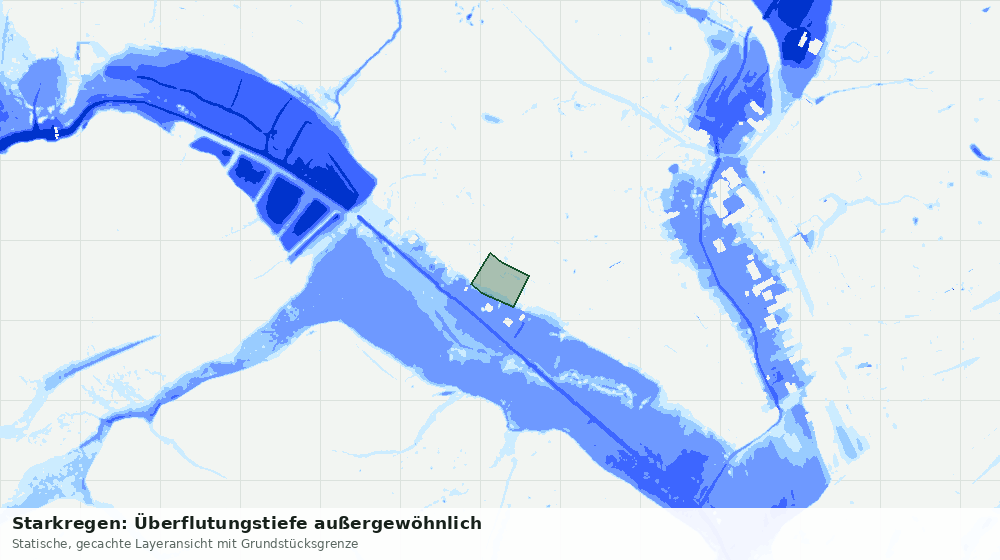 Statische Kartenansicht: Starkregen: Überflutungstiefe außergewöhnlich