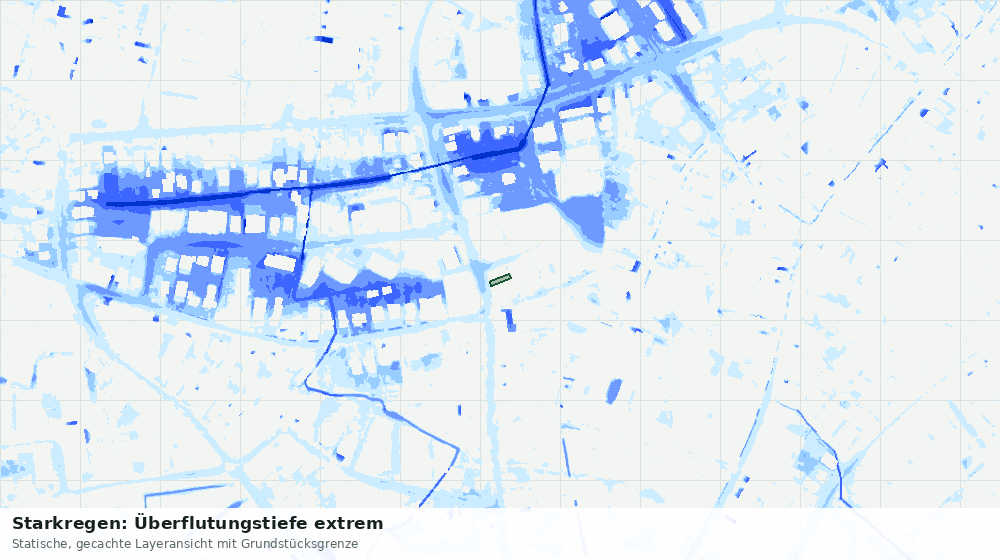 Statische Kartenansicht: Starkregen: Überflutungstiefe extrem