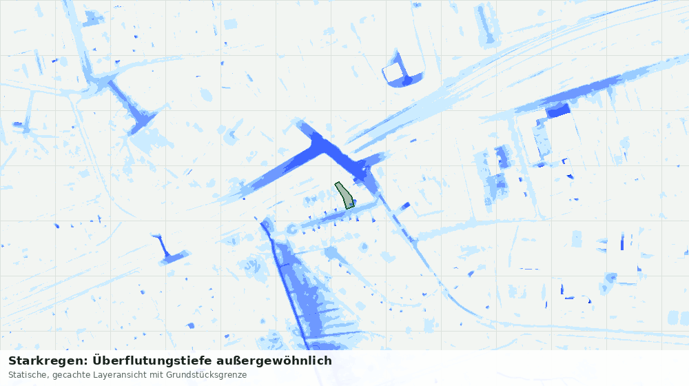 Statische Kartenansicht: Starkregen: Überflutungstiefe außergewöhnlich
