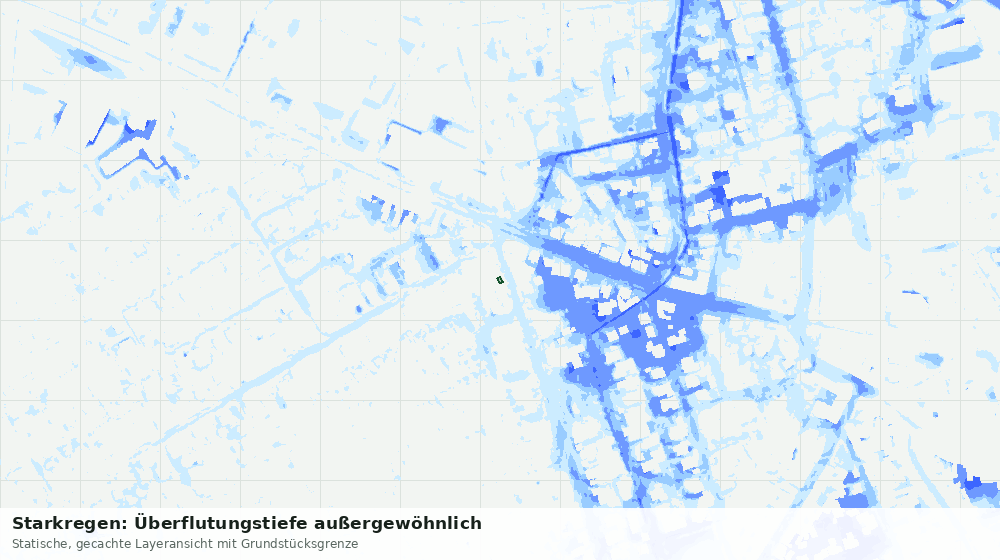 Statische Kartenansicht: Starkregen: Überflutungstiefe außergewöhnlich