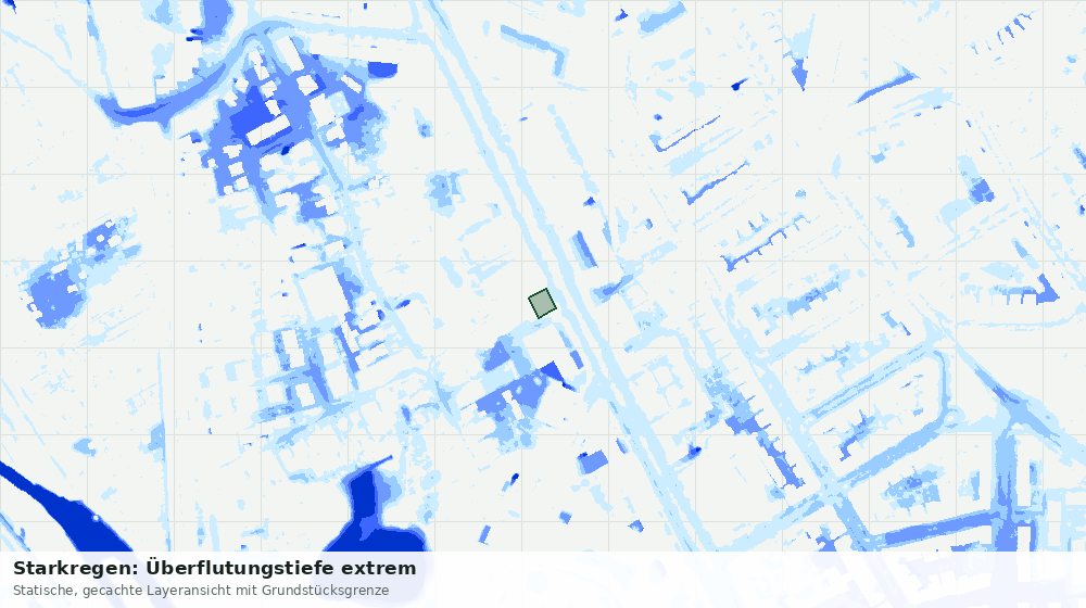 Statische Kartenansicht: Starkregen: Überflutungstiefe extrem