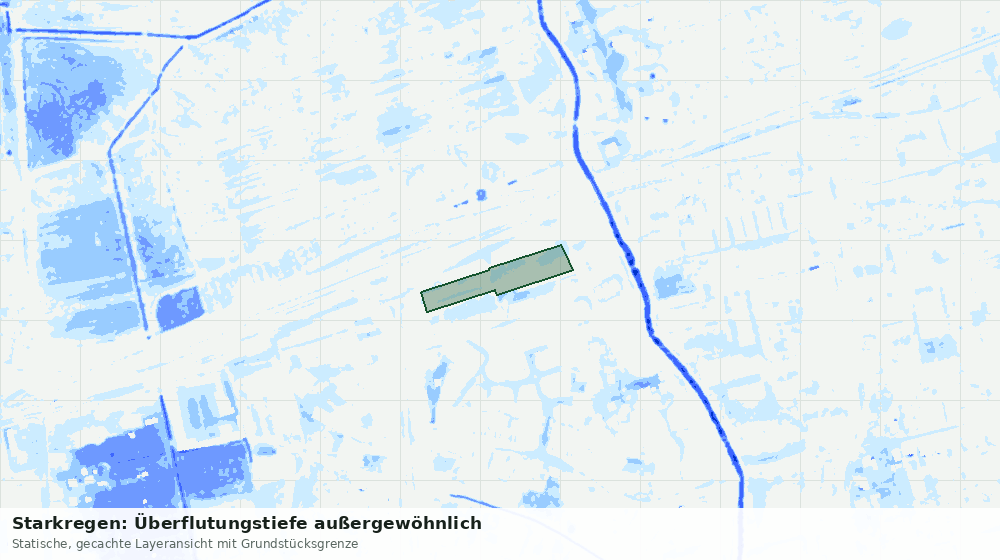 Statische Kartenansicht: Starkregen: Überflutungstiefe außergewöhnlich