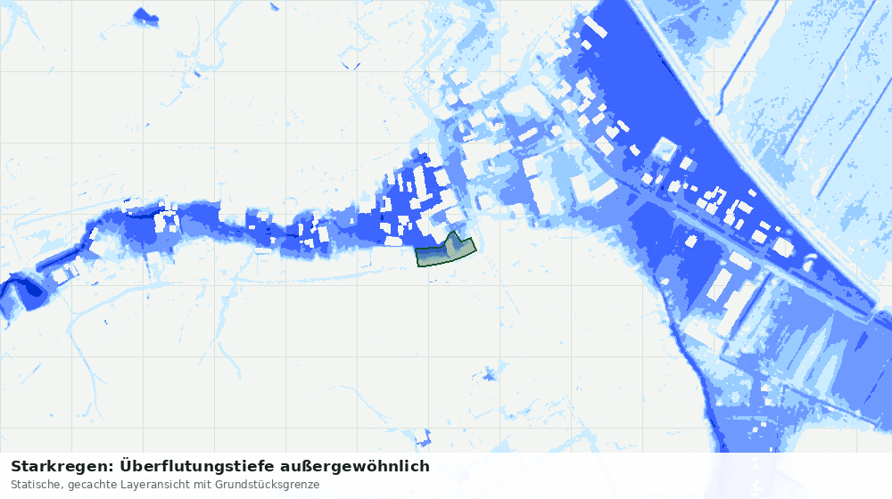 Statische Kartenansicht: Starkregen: Überflutungstiefe außergewöhnlich