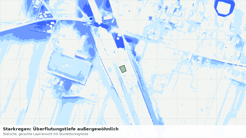 Statische Kartenansicht: Starkregen: Überflutungstiefe außergewöhnlich