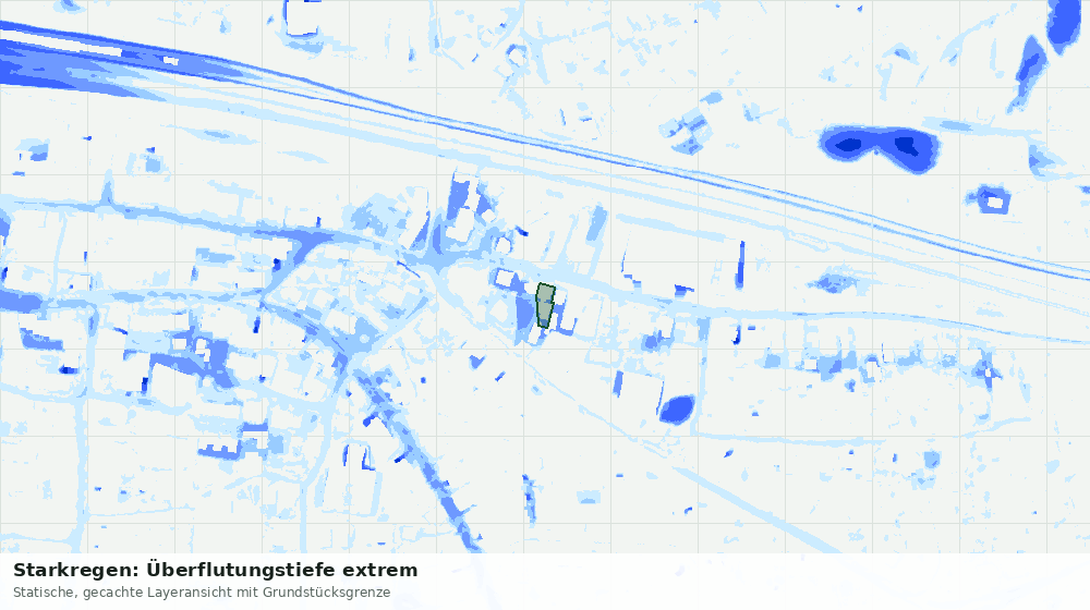 Statische Kartenansicht: Starkregen: Überflutungstiefe extrem