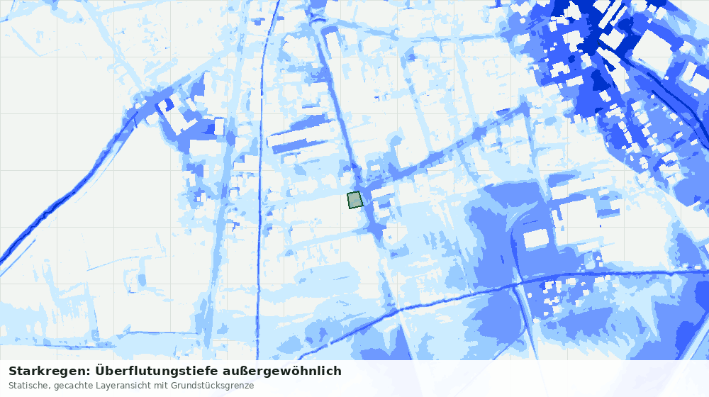 Statische Kartenansicht: Starkregen: Überflutungstiefe außergewöhnlich