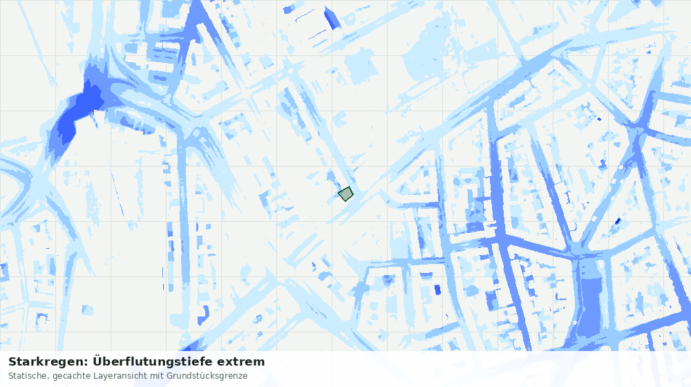 Statische Kartenansicht: Starkregen: Überflutungstiefe extrem