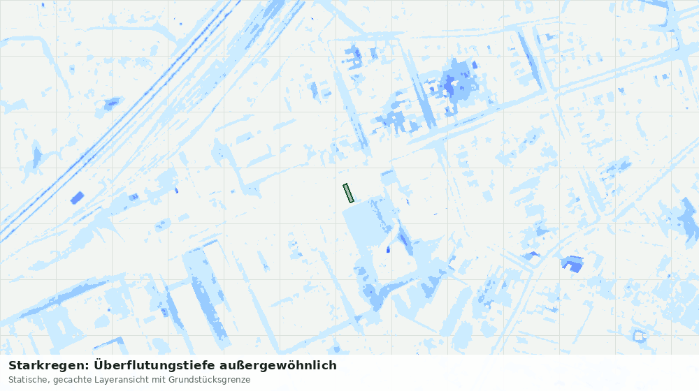 Statische Kartenansicht: Starkregen: Überflutungstiefe außergewöhnlich