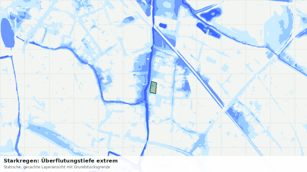 Statische Kartenansicht: Starkregen: Überflutungstiefe extrem