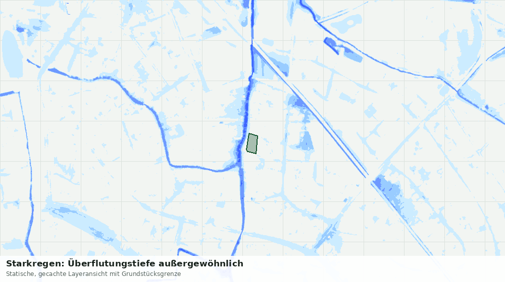 Statische Kartenansicht: Starkregen: Überflutungstiefe außergewöhnlich