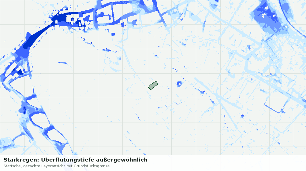 Statische Kartenansicht: Starkregen: Überflutungstiefe außergewöhnlich