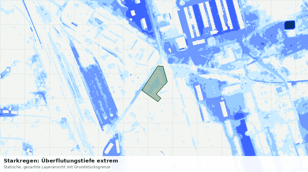 Statische Kartenansicht: Starkregen: Überflutungstiefe extrem