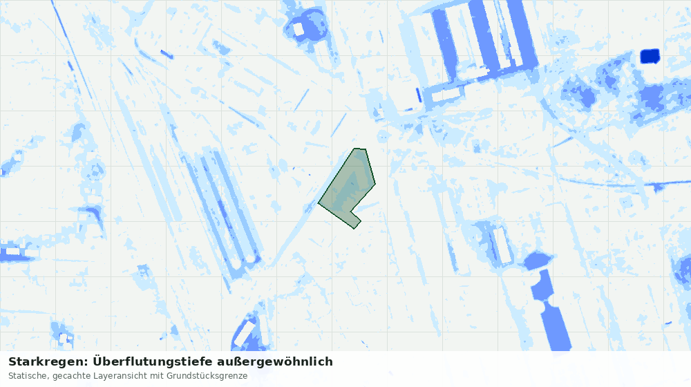 Statische Kartenansicht: Starkregen: Überflutungstiefe außergewöhnlich