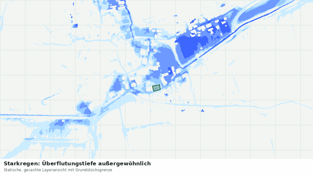 Statische Kartenansicht: Starkregen: Überflutungstiefe außergewöhnlich