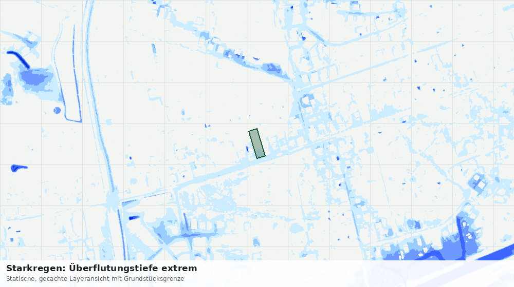 Statische Kartenansicht: Starkregen: Überflutungstiefe extrem