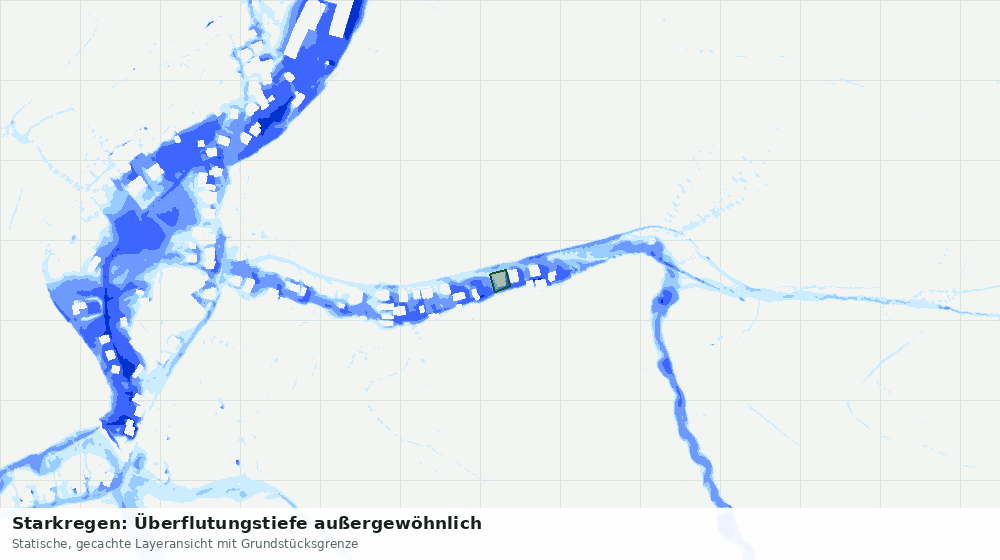 Statische Kartenansicht: Starkregen: Überflutungstiefe außergewöhnlich