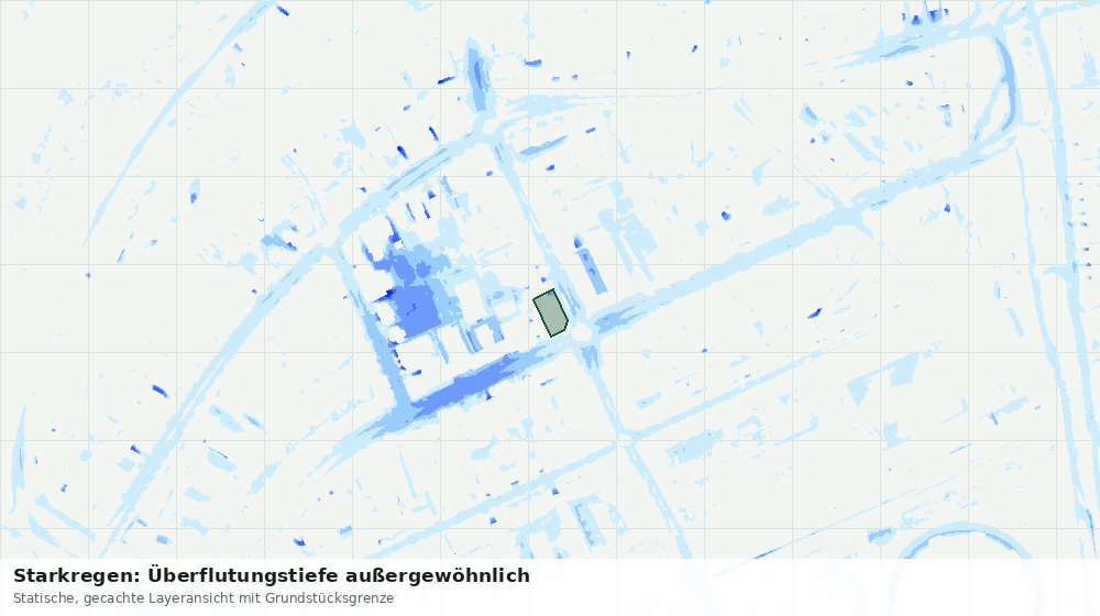 Statische Kartenansicht: Starkregen: Überflutungstiefe außergewöhnlich