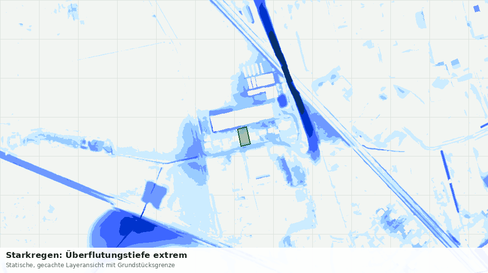 Statische Kartenansicht: Starkregen: Überflutungstiefe extrem