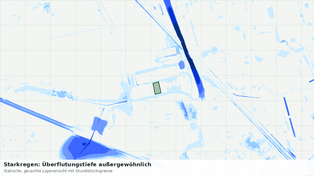 Statische Kartenansicht: Starkregen: Überflutungstiefe außergewöhnlich