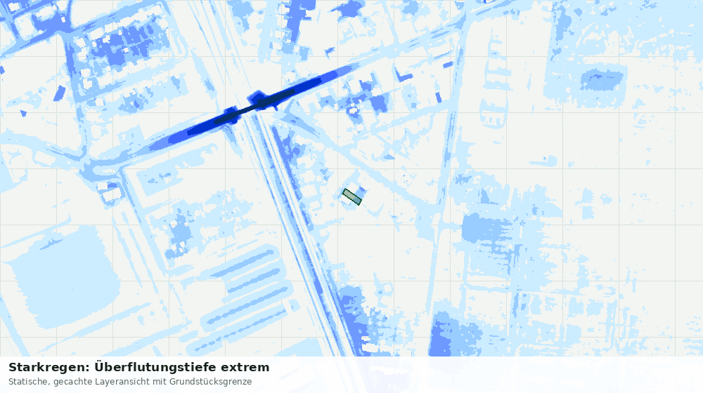 Statische Kartenansicht: Starkregen: Überflutungstiefe extrem