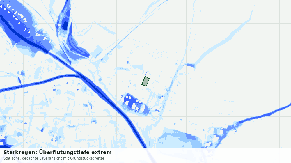 Statische Kartenansicht: Starkregen: Überflutungstiefe extrem