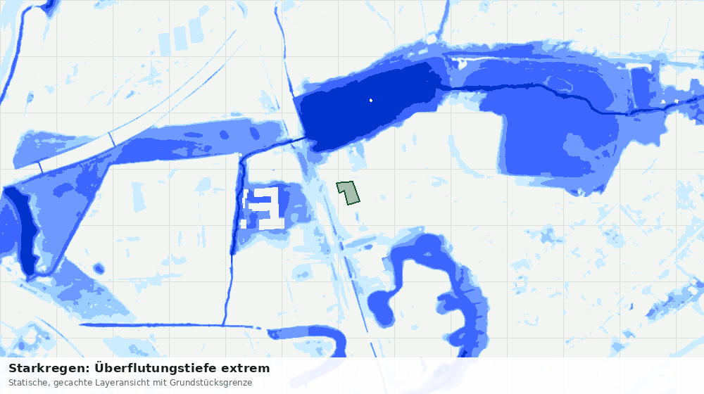 Statische Kartenansicht: Starkregen: Überflutungstiefe extrem