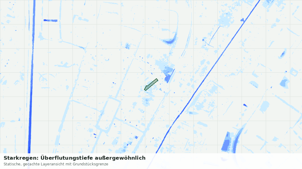 Statische Kartenansicht: Starkregen: Überflutungstiefe außergewöhnlich