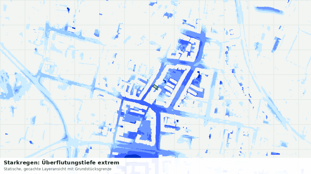 Statische Kartenansicht: Starkregen: Überflutungstiefe extrem