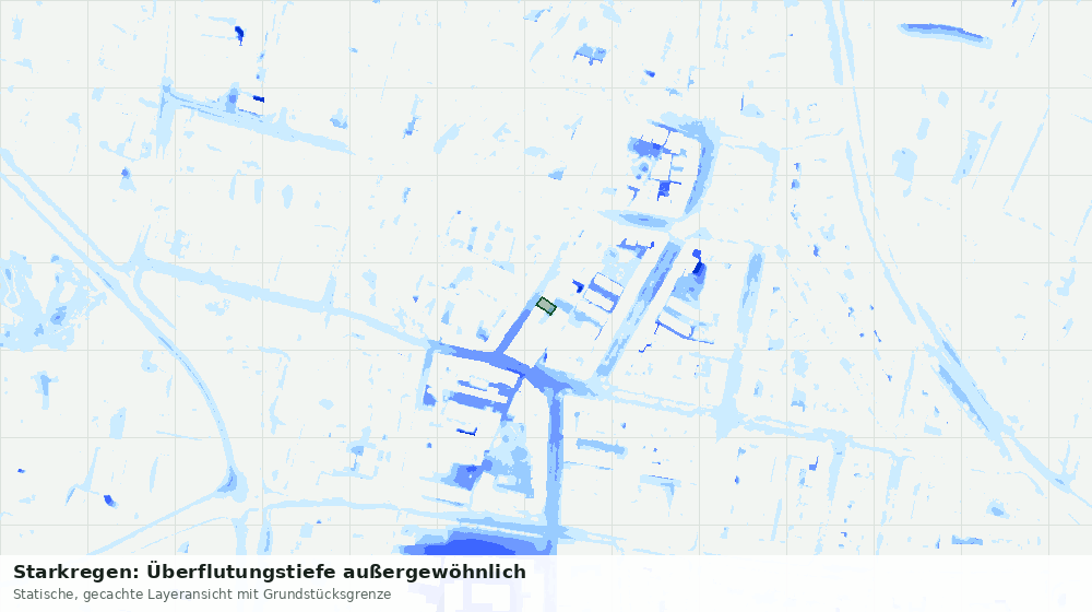Statische Kartenansicht: Starkregen: Überflutungstiefe außergewöhnlich