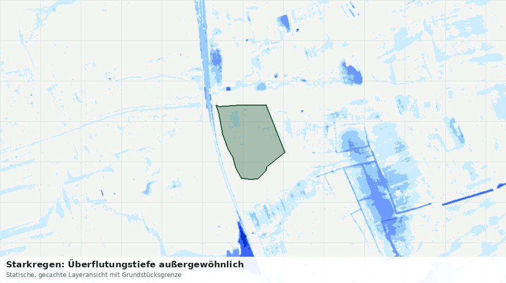 Statische Kartenansicht: Starkregen: Überflutungstiefe außergewöhnlich