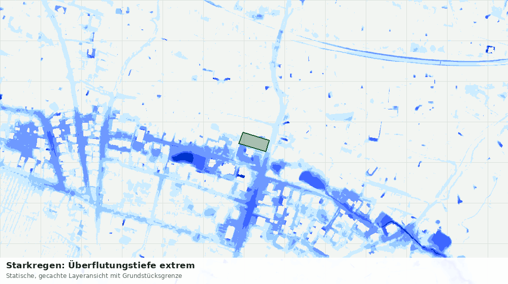 Statische Kartenansicht: Starkregen: Überflutungstiefe extrem