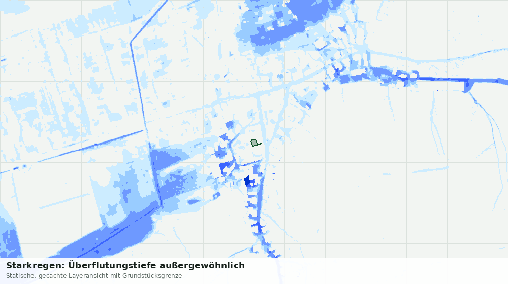 Statische Kartenansicht: Starkregen: Überflutungstiefe außergewöhnlich