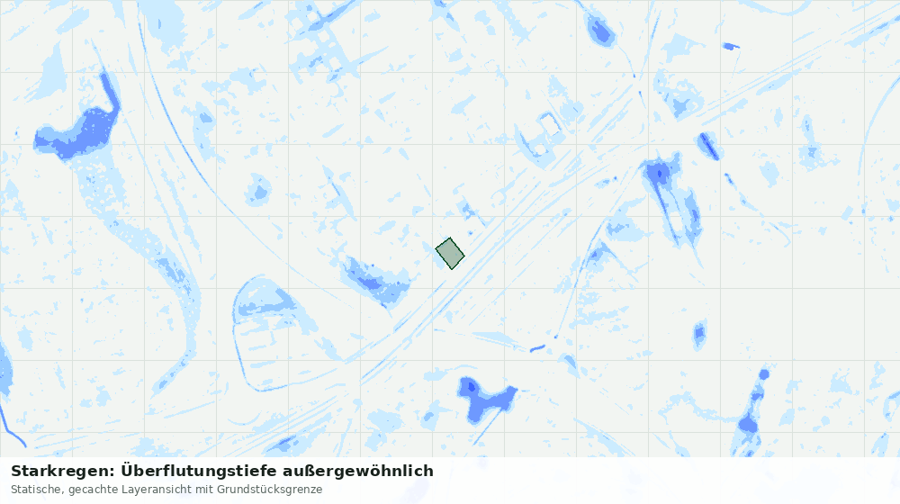 Statische Kartenansicht: Starkregen: Überflutungstiefe außergewöhnlich