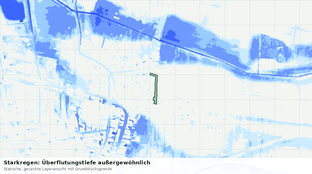 Statische Kartenansicht: Starkregen: Überflutungstiefe außergewöhnlich
